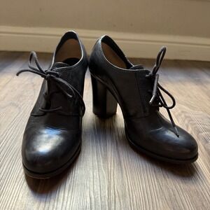 Frye Parker Black Oxford Heels Women's Size 9 Lace Up Booties Leather